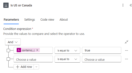 Condition that routes US and Canada addresses