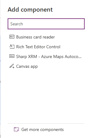 Add component dialog